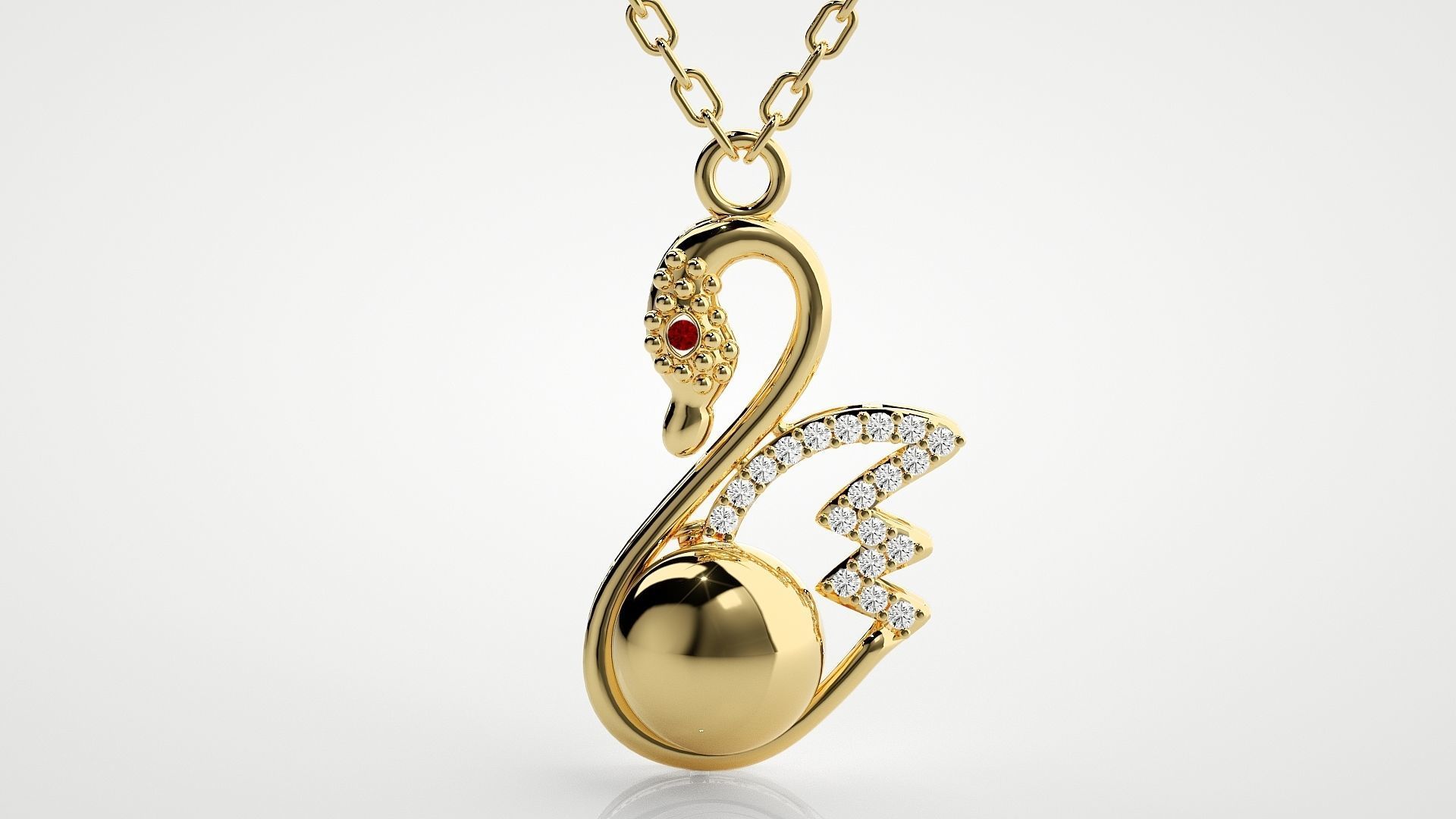 Swan pendant 3dm stl render details  3D print model_14