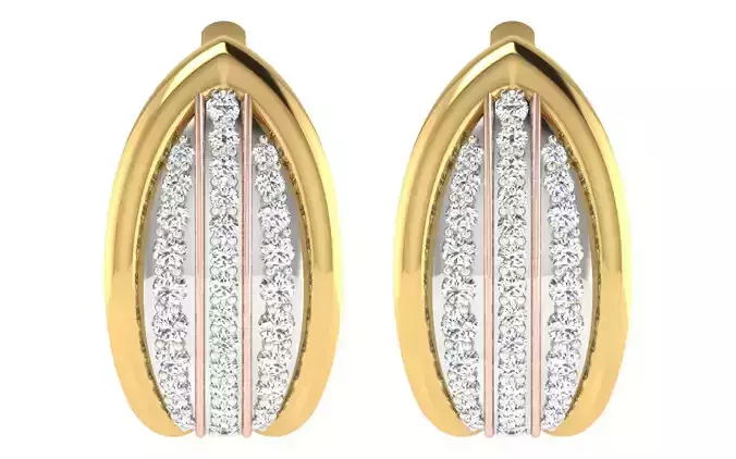Solitaire Women Drop Earring 3dm STL OBJ FBX Render Details