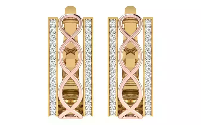 Solitaire Women Drop Earring 3dm STL OBJ FBX Render Details