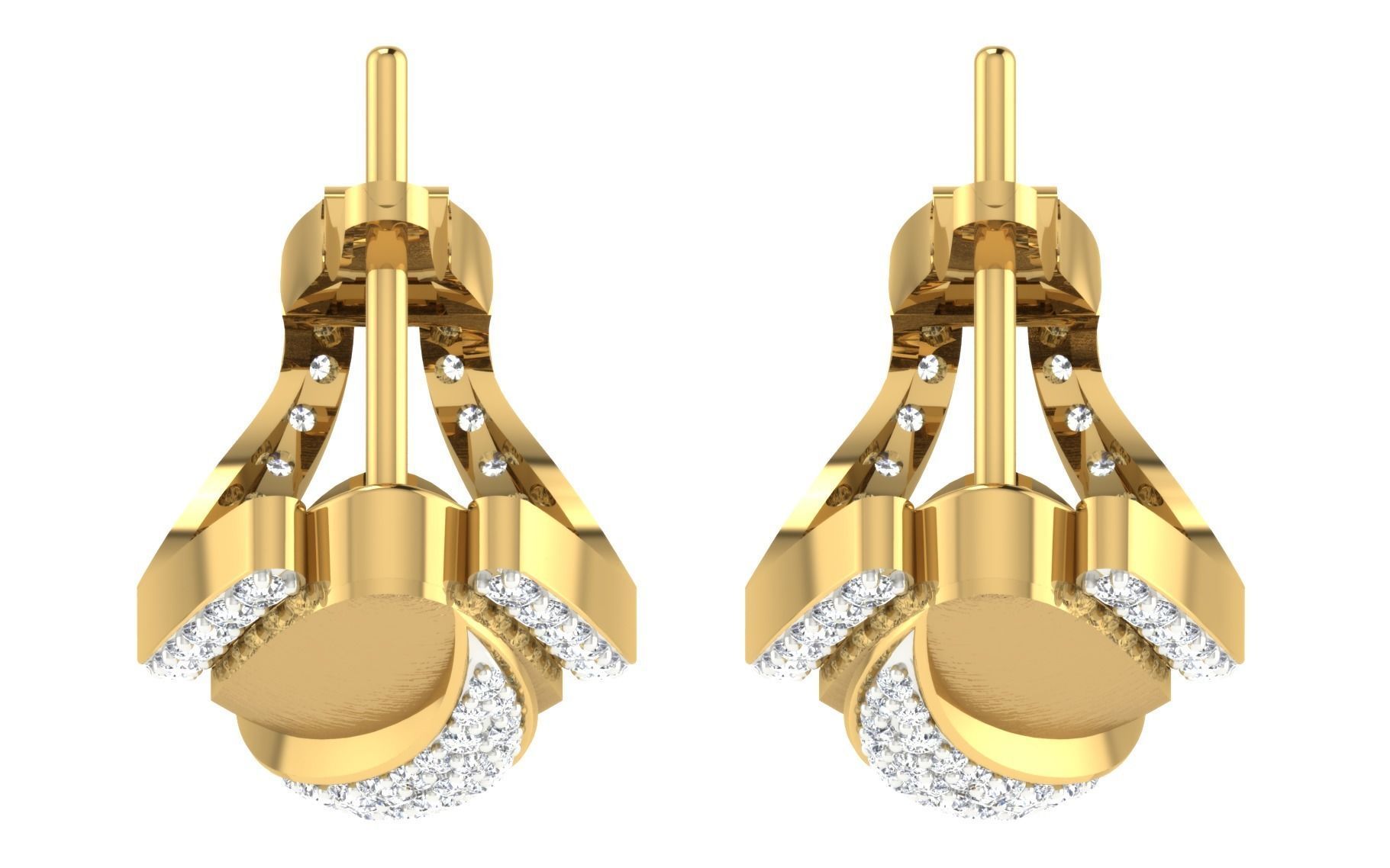 Solitaire Women Drop Earring 3dm STL OBJ FBX Render Details 3D print model_7