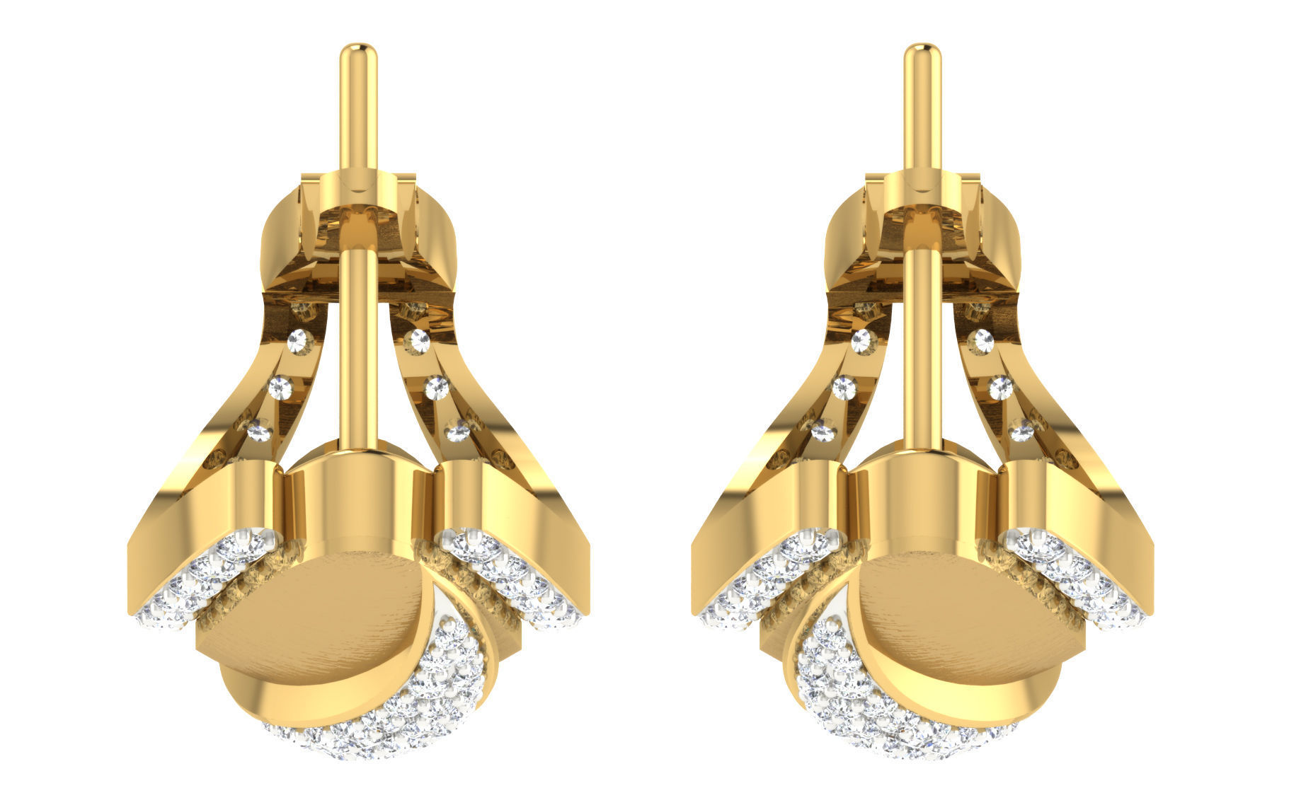 Solitaire Women Drop Earring 3dm STL OBJ FBX Render Details 3D print model_6