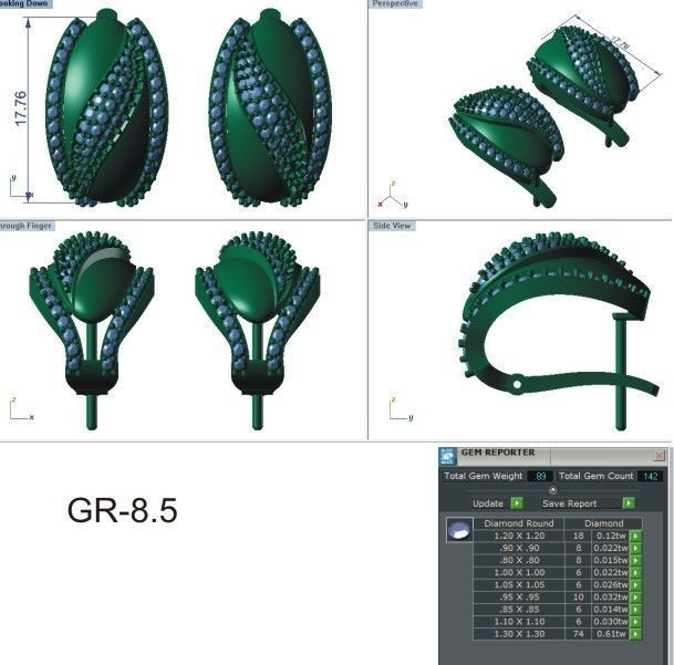 Solitaire Women Drop Earring 3dm STL OBJ FBX Render Details 3D print model_8