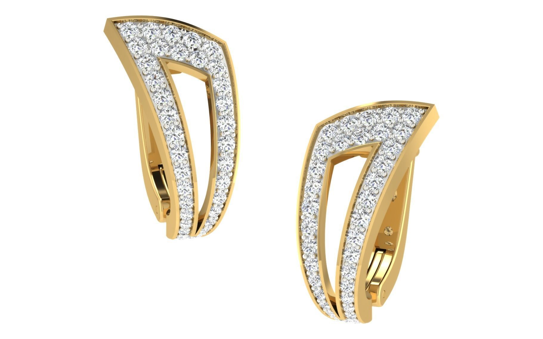 Solitaire Women Drop Earring 3dm STL OBJ FBX Render Details 3D print model_2