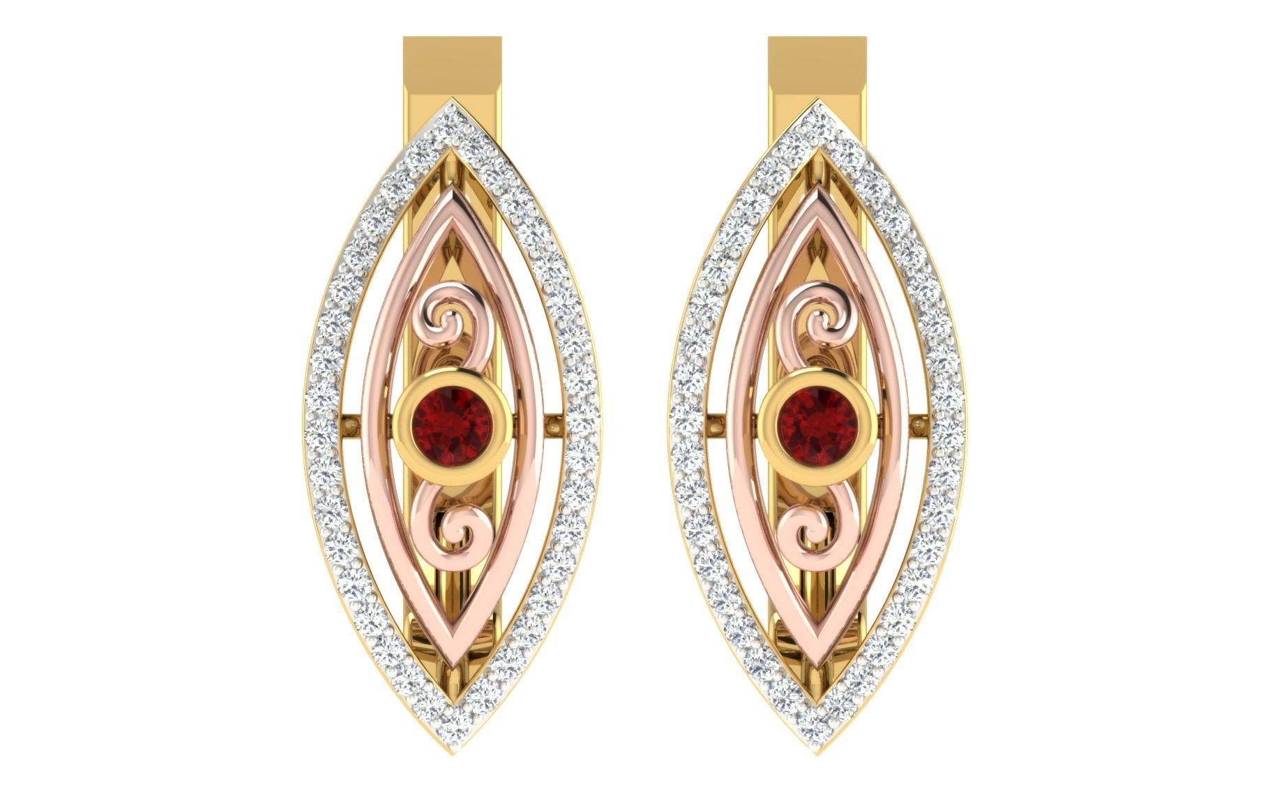 Solitaire Women Drop Earring 3dm STL OBJ FBX Render Details 3D print model_3