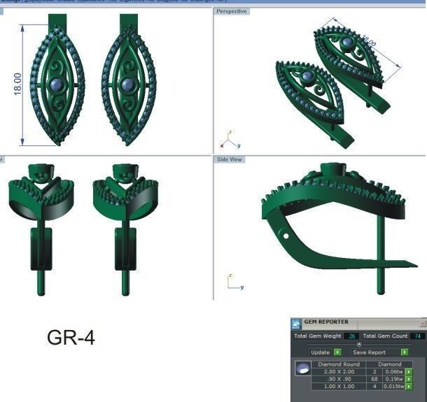 Solitaire Women Drop Earring 3dm STL OBJ FBX Render Details 3D print model_8