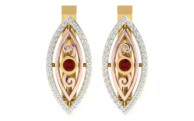 Solitaire Women Drop Earring 3dm STL OBJ FBX Render Details 3D print model