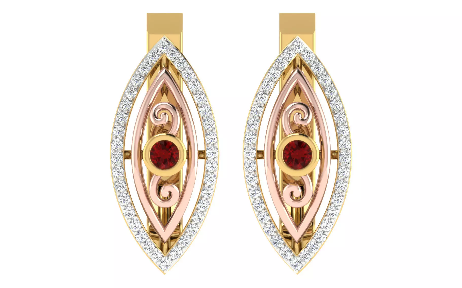 Solitaire Women Drop Earring 3dm STL OBJ FBX Render Details 3D print model_0