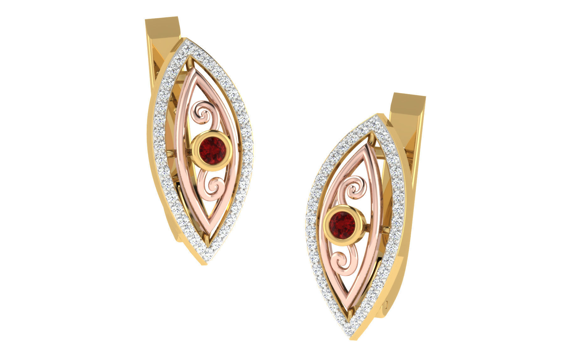 Solitaire Women Drop Earring 3dm STL OBJ FBX Render Details 3D print model_1