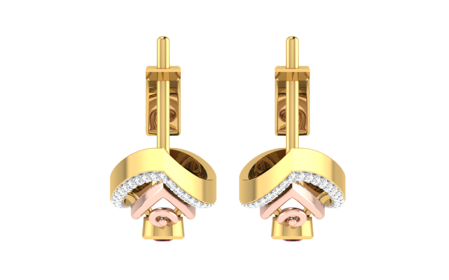 Solitaire Women Drop Earring 3dm STL OBJ FBX Render Details 3D print model_6