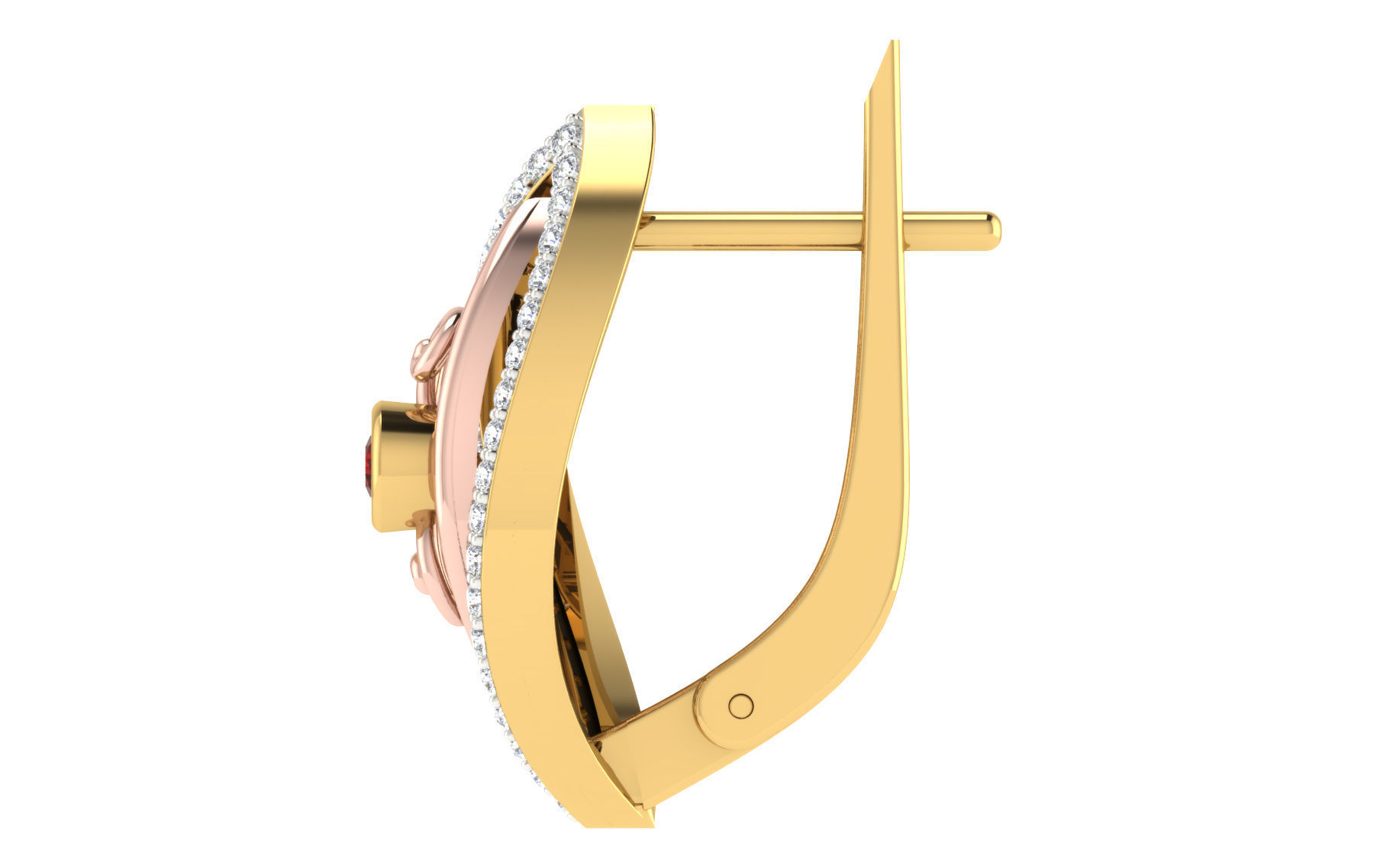 Solitaire Women Drop Earring 3dm STL OBJ FBX Render Details 3D print model_4