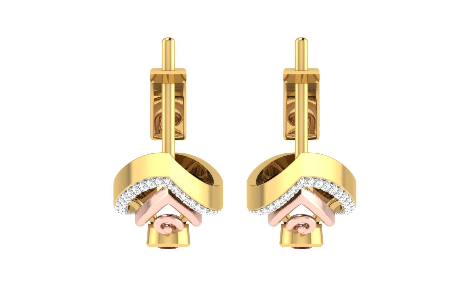 Solitaire Women Drop Earring 3dm STL OBJ FBX Render Details 3D print model_7