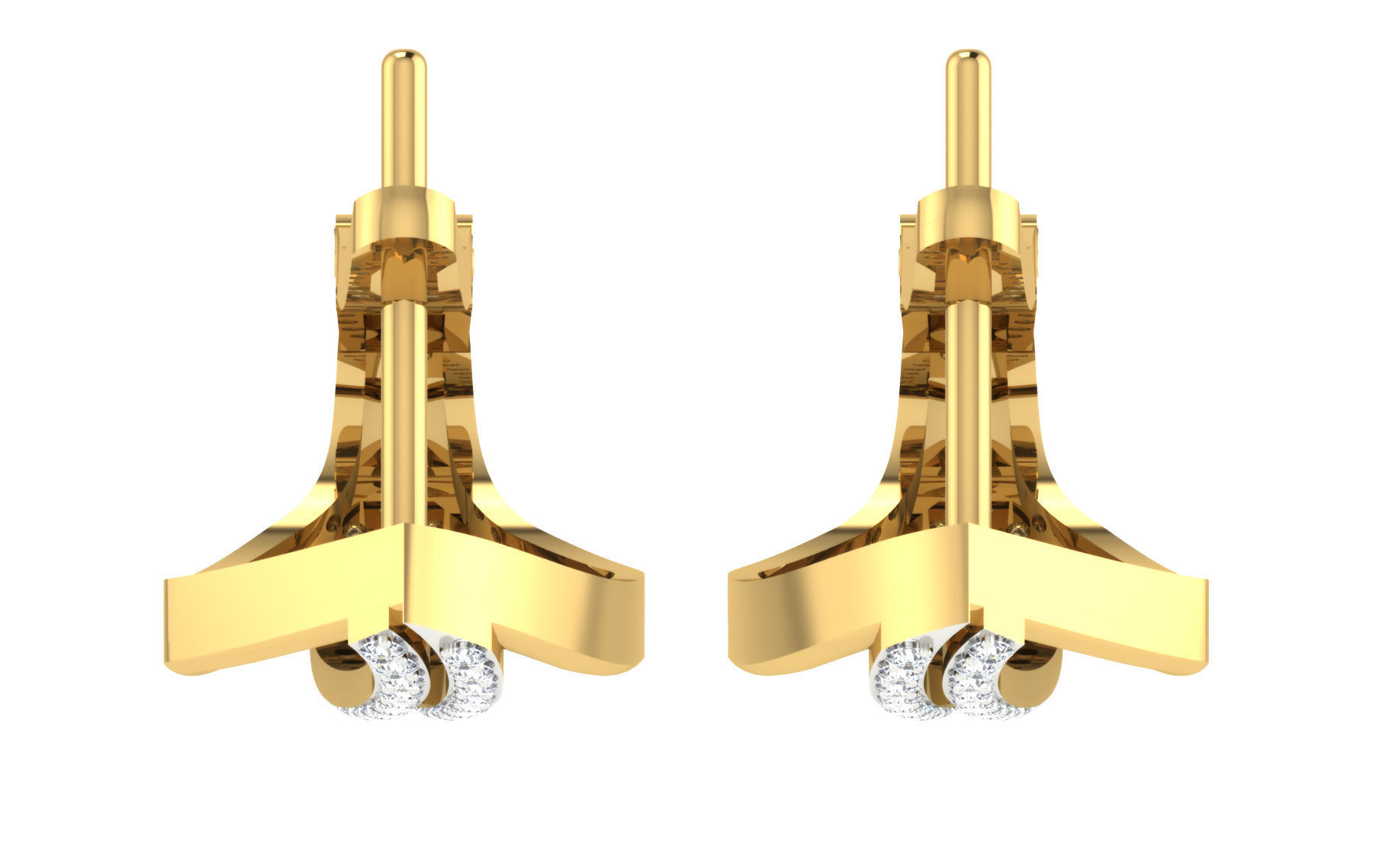 Solitaire Women Drop Earring 3dm STL OBJ FBX Render Details 3D print model_6