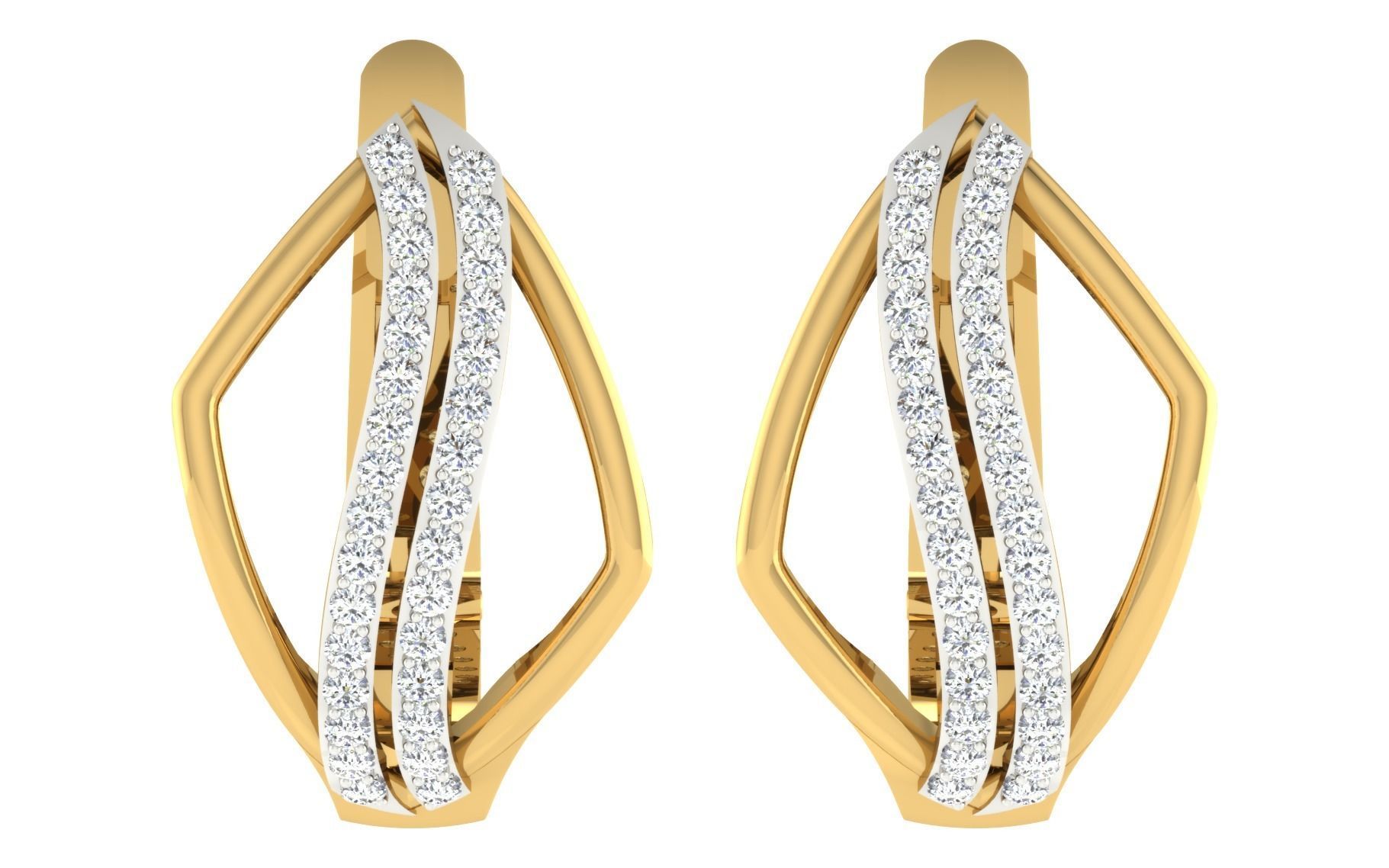 Solitaire Women Drop Earring 3dm STL OBJ FBX Render Details 3D print model_3