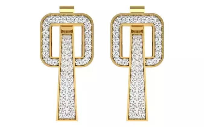 Solitaire Women Drop Earring 3dm STL OBJ FBX Render Details