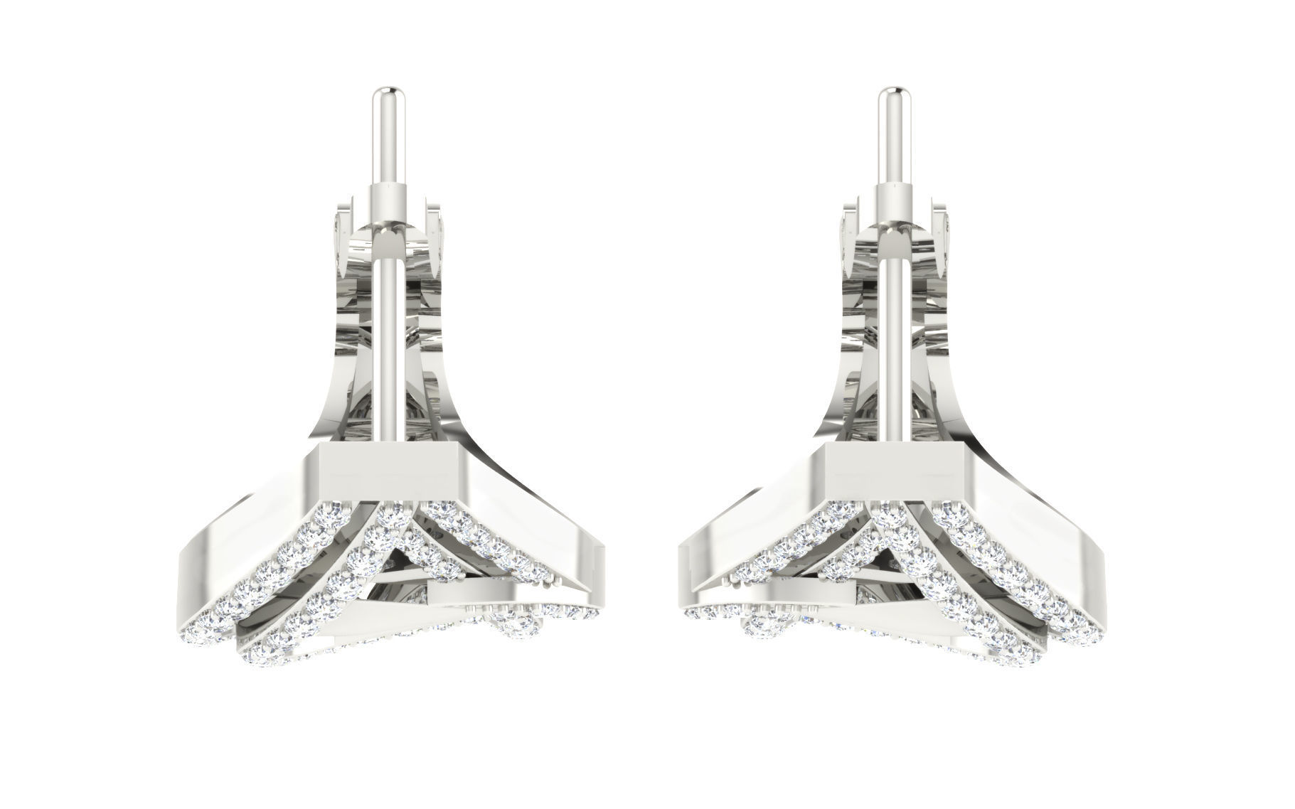 Solitaire Women Drop Earring 3dm STL OBJ FBX Render Details 3D print model_6