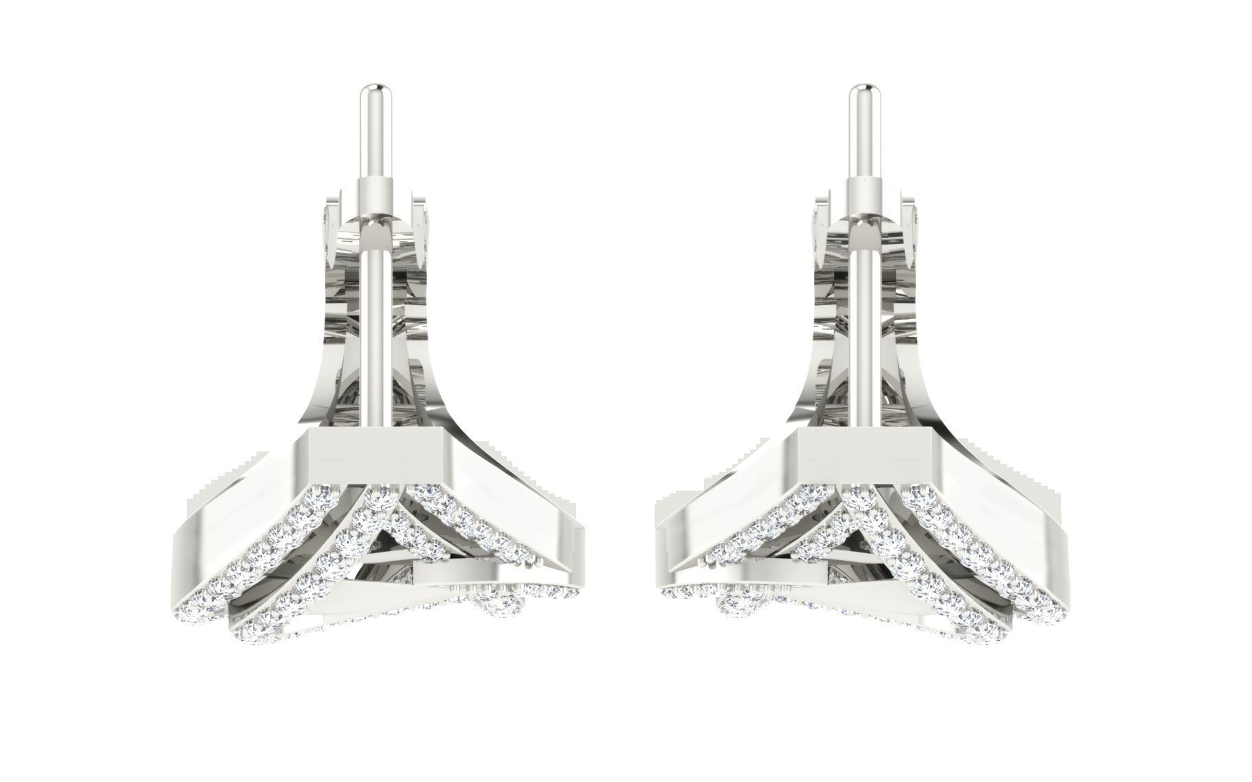 Solitaire Women Drop Earring 3dm STL OBJ FBX Render Details 3D print model_7
