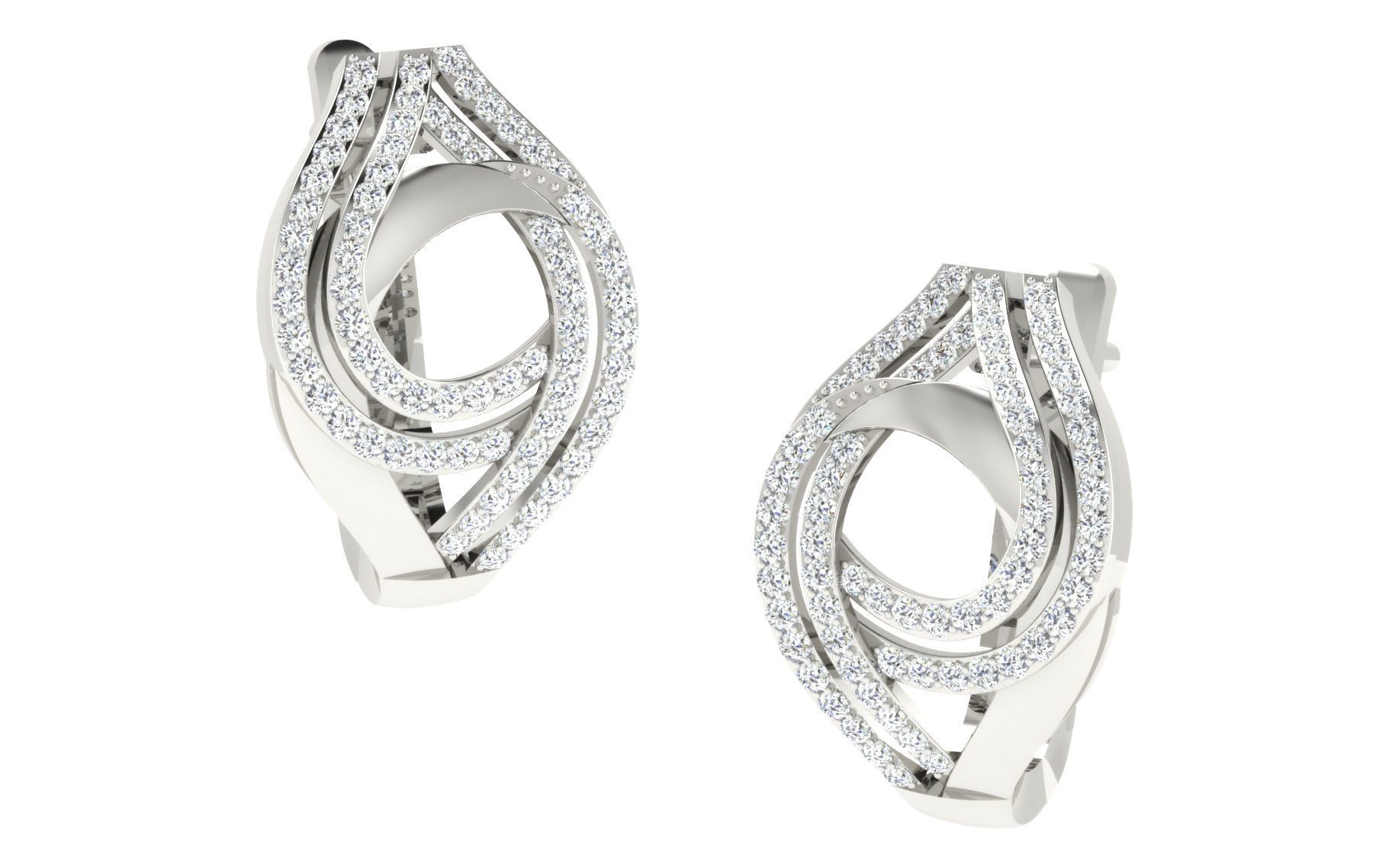 Solitaire Women Drop Earring 3dm STL OBJ FBX Render Details 3D print model_1