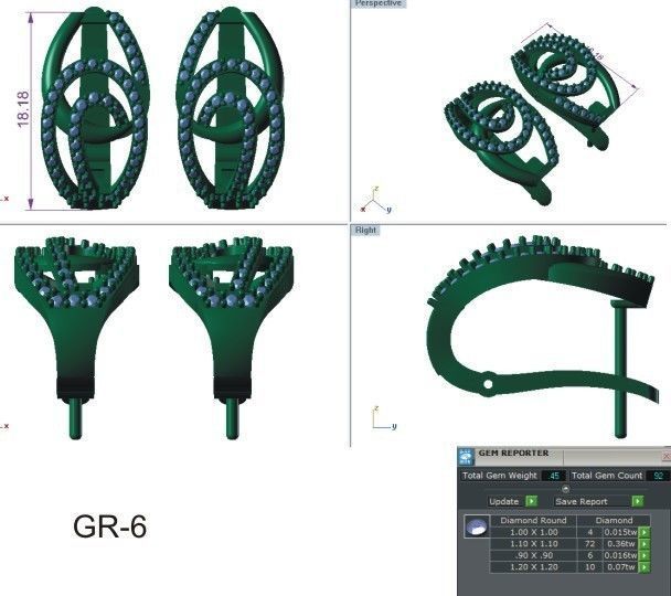 Solitaire Women Drop Earring 3dm STL OBJ FBX Render Details 3D print model_8