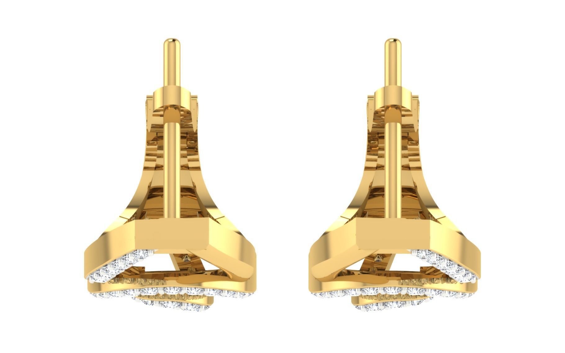 Solitaire Women Drop Earring 3dm STL OBJ FBX Render Details 3D print model_7