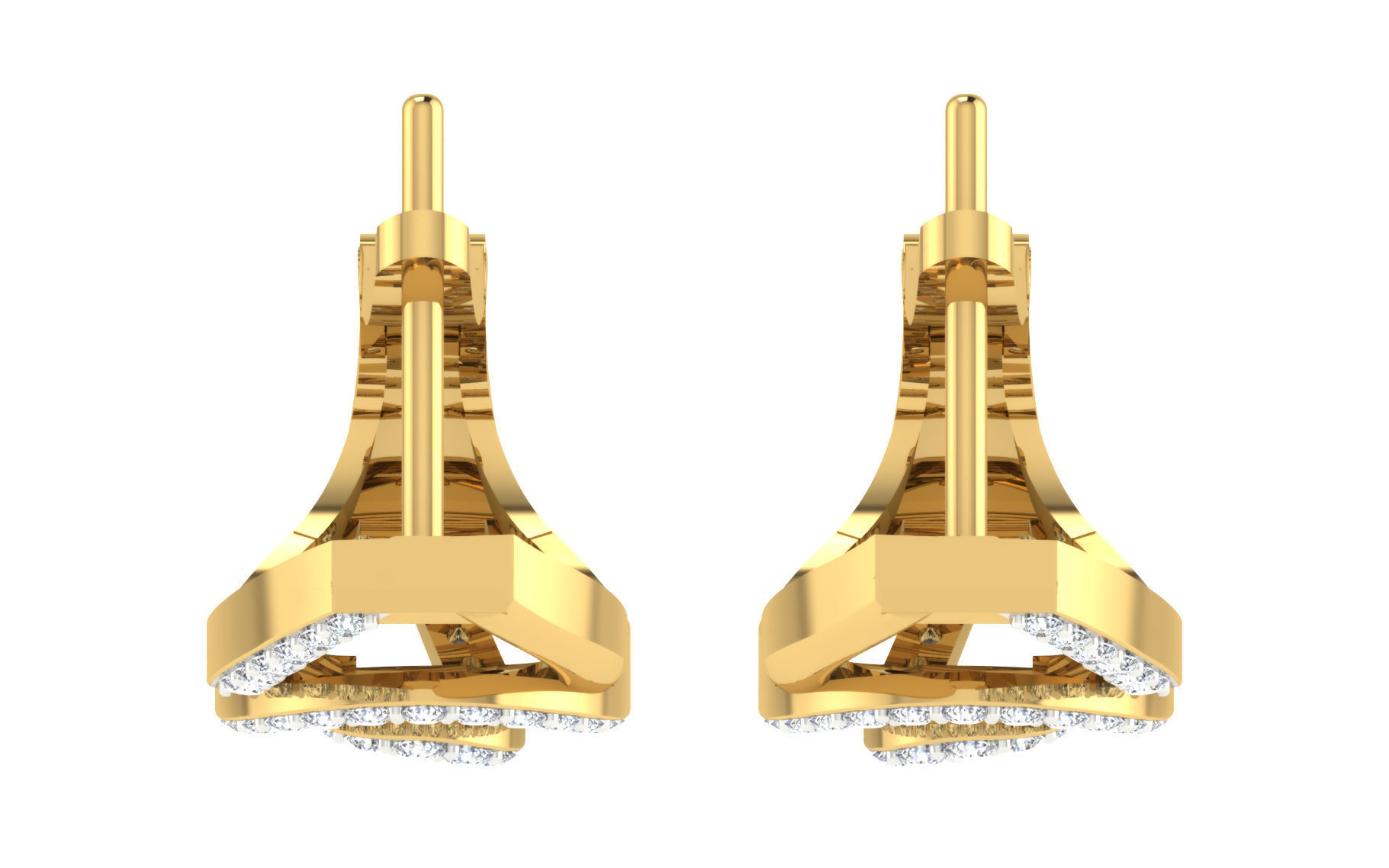 Solitaire Women Drop Earring 3dm STL OBJ FBX Render Details 3D print model_6