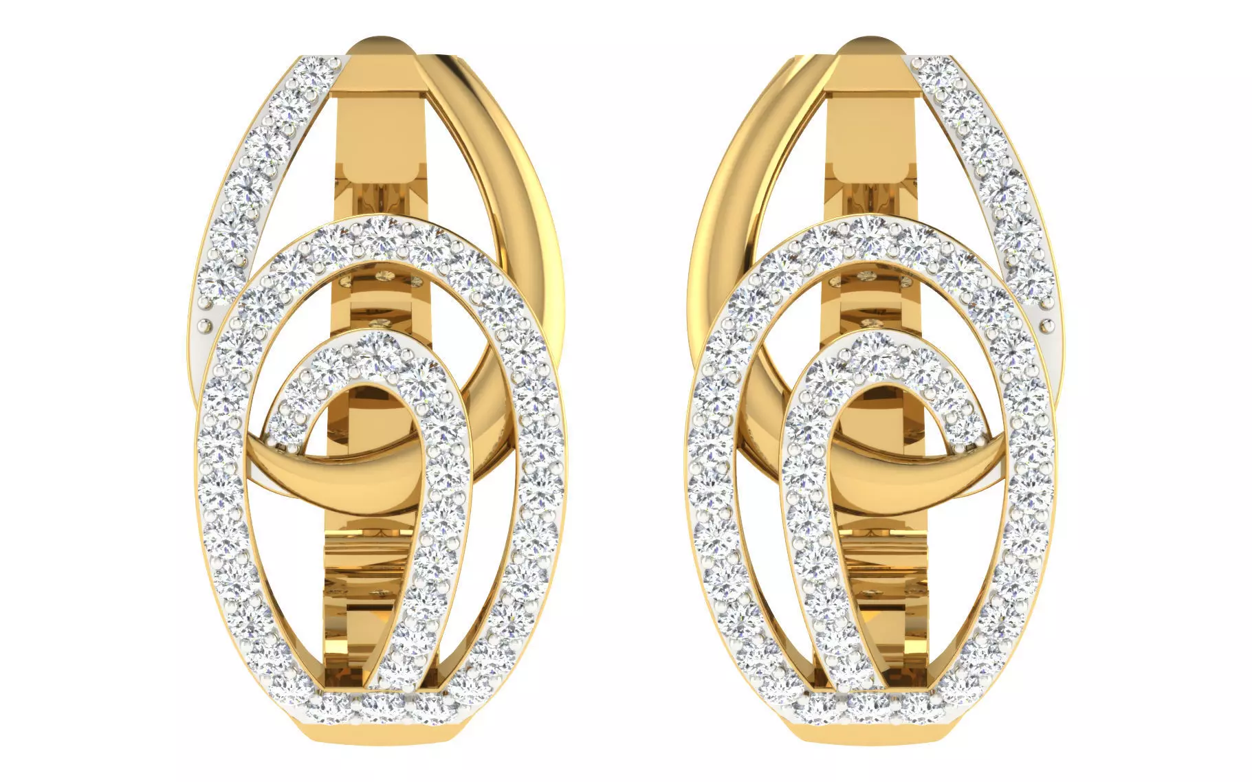 Solitaire Women Drop Earring 3dm STL OBJ FBX Render Details 3D print model_0