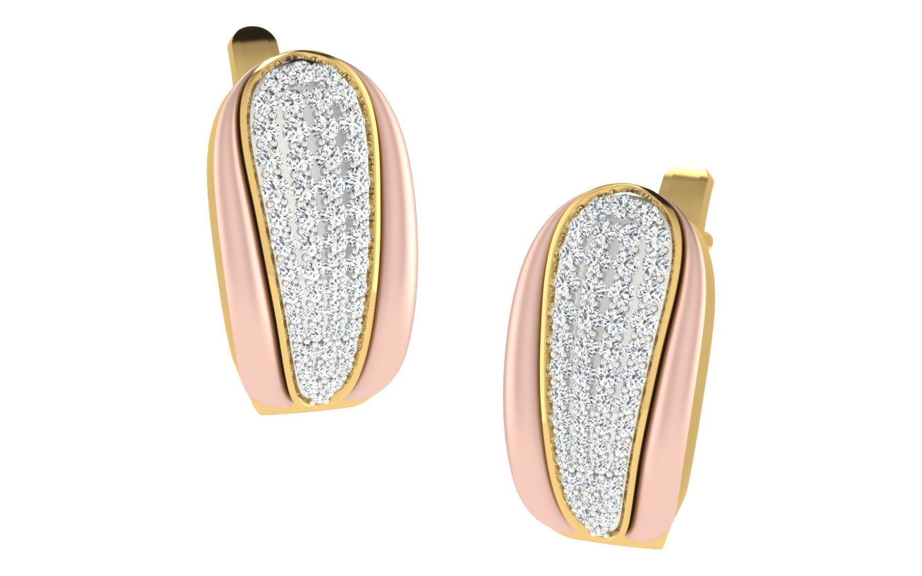 Solitaire Women Drop Earring 3dm STL OBJ FBX Render Details 3D print model_2