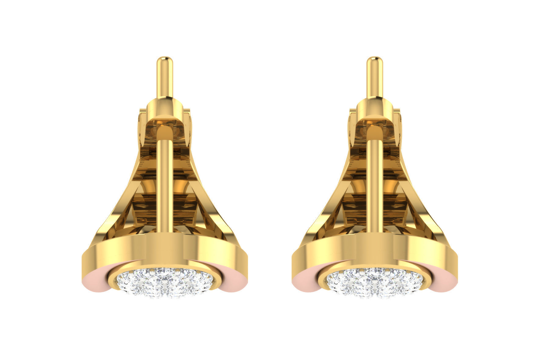 Solitaire Women Drop Earring 3dm STL OBJ FBX Render Details 3D print model_6