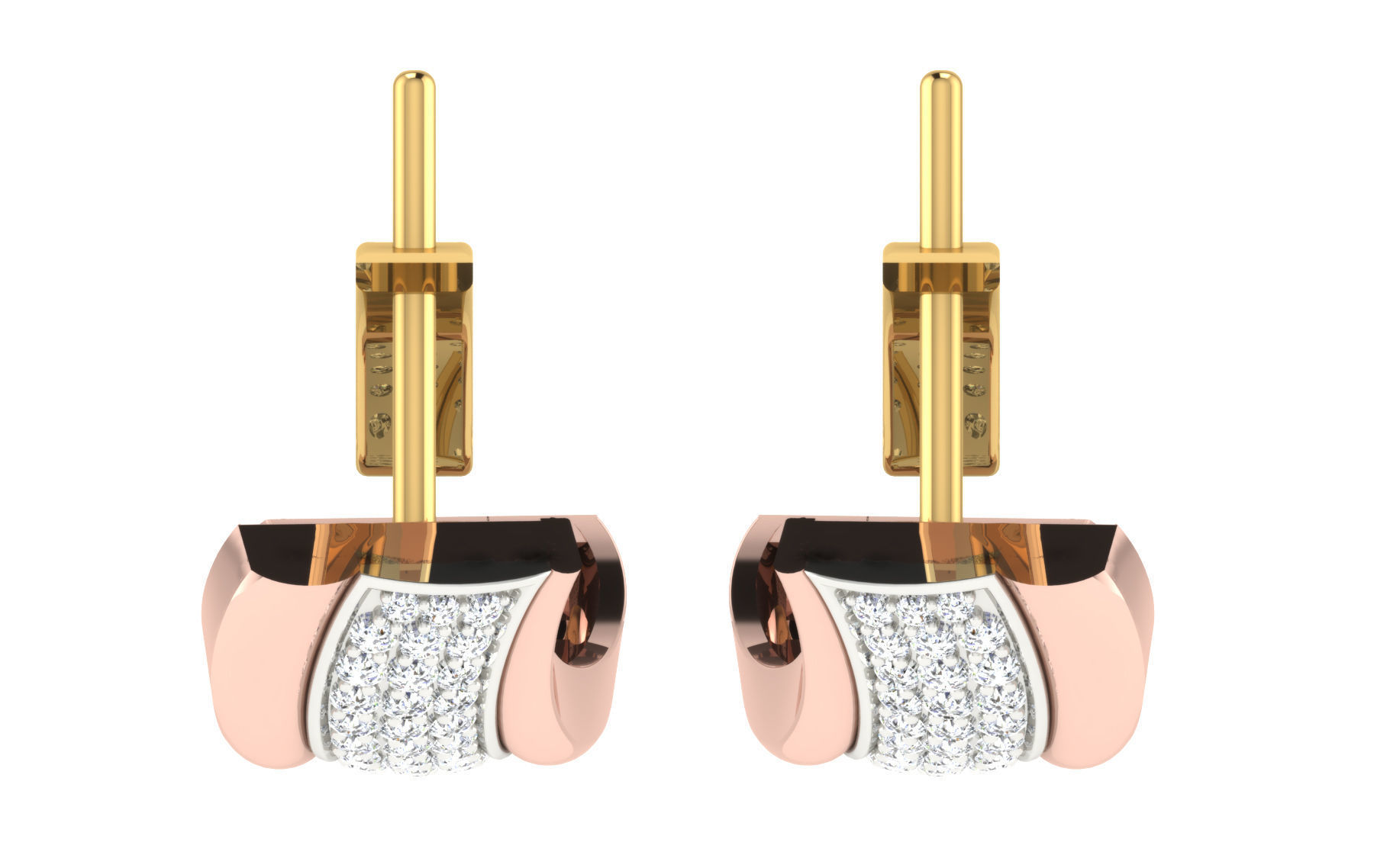 Solitaire Women Drop Earring 3dm STL OBJ FBX Render Details 3D print model_6