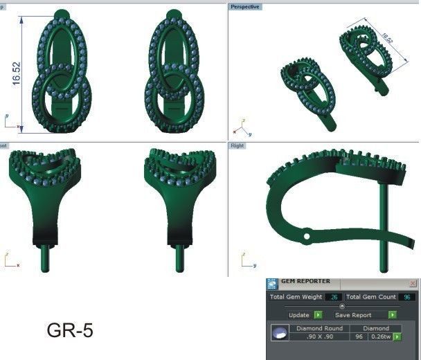 Solitaire Women Drop Earring 3dm STL OBJ FBX Render Details 3D print model_8