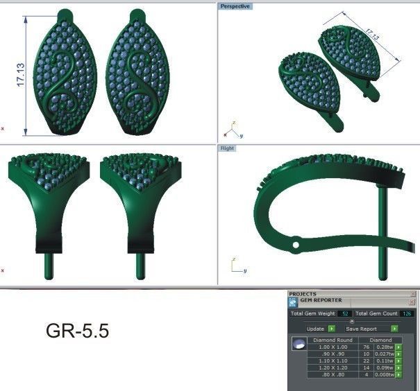 Solitaire Women Drop Earring 3dm STL OBJ FBX Render Details 3D print model_8
