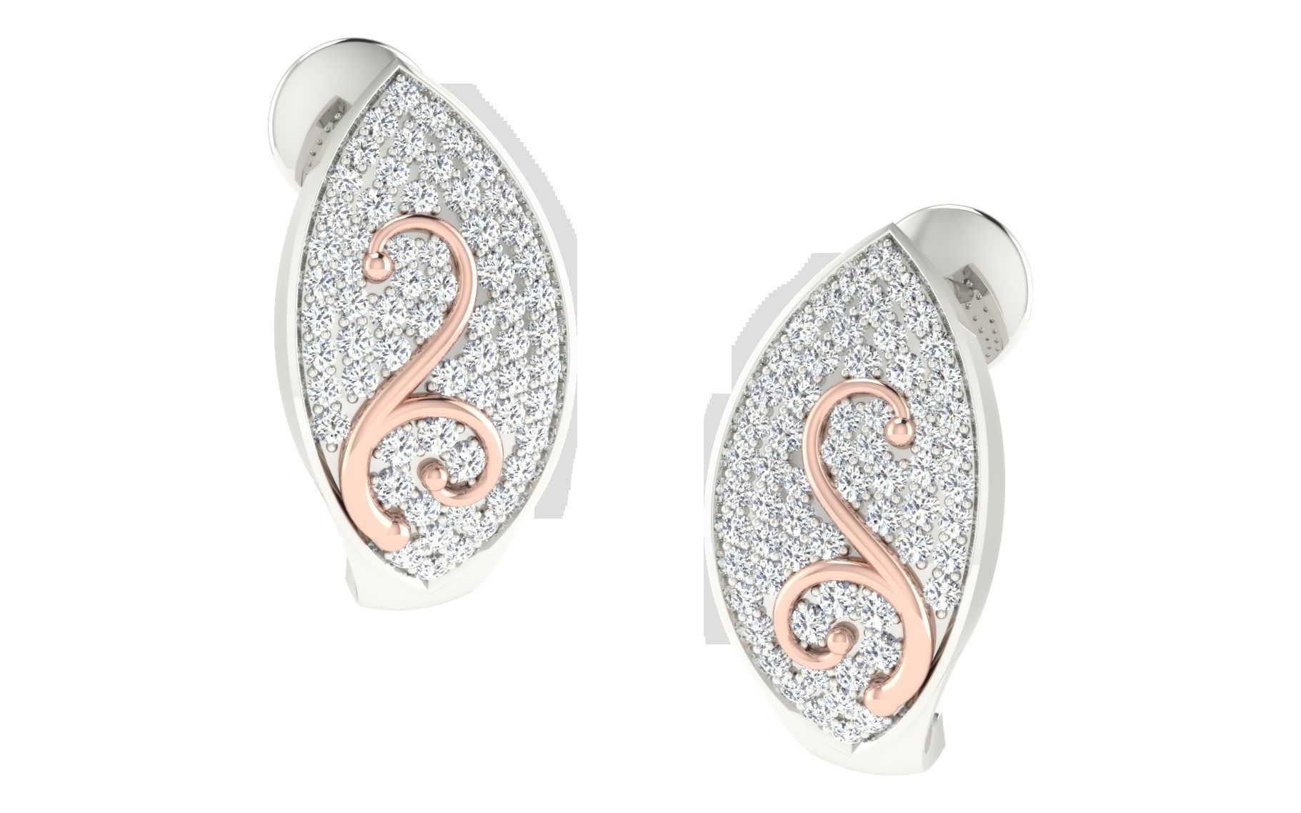 Solitaire Women Drop Earring 3dm STL OBJ FBX Render Details 3D print model_2