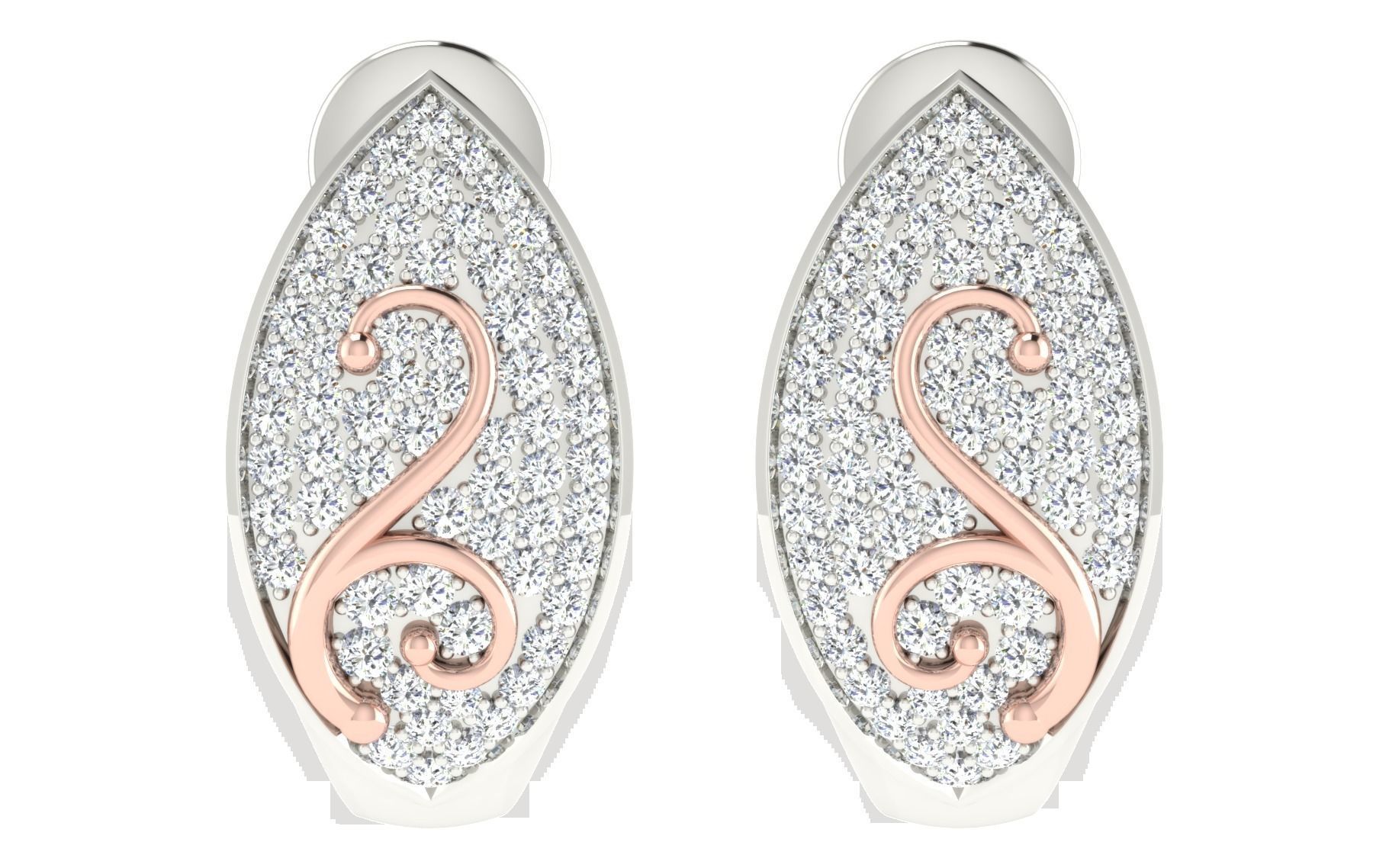 Solitaire Women Drop Earring 3dm STL OBJ FBX Render Details 3D print model_3