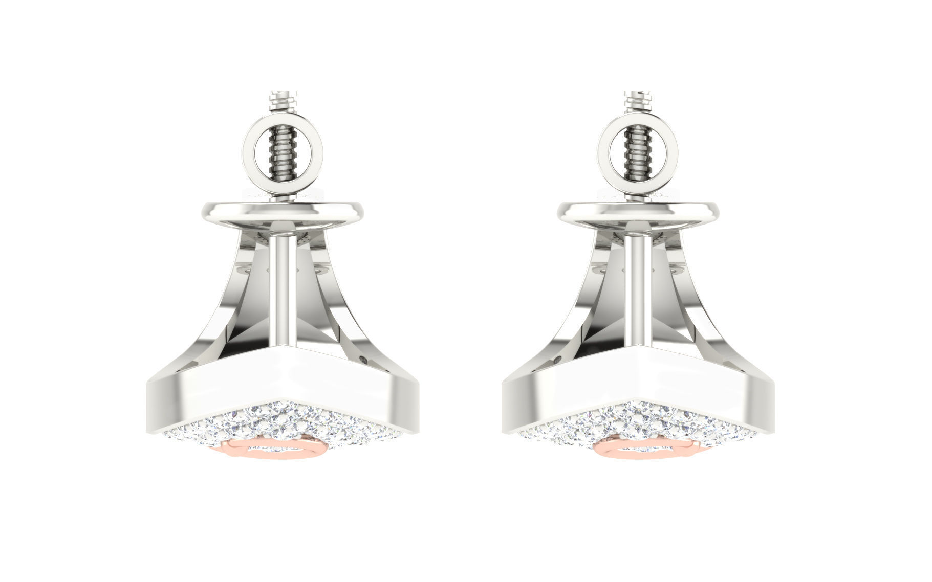Solitaire Women Drop Earring 3dm STL OBJ FBX Render Details 3D print model_6