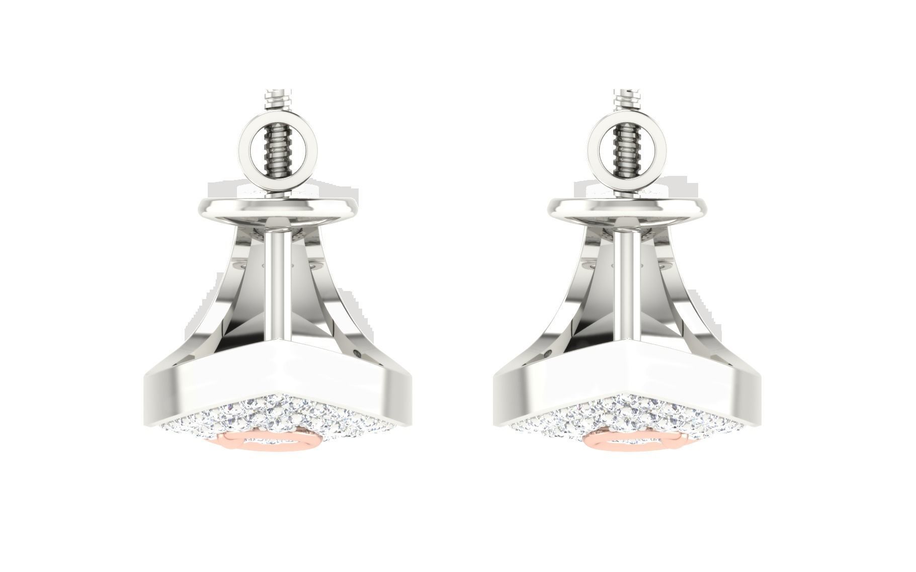 Solitaire Women Drop Earring 3dm STL OBJ FBX Render Details 3D print model_7