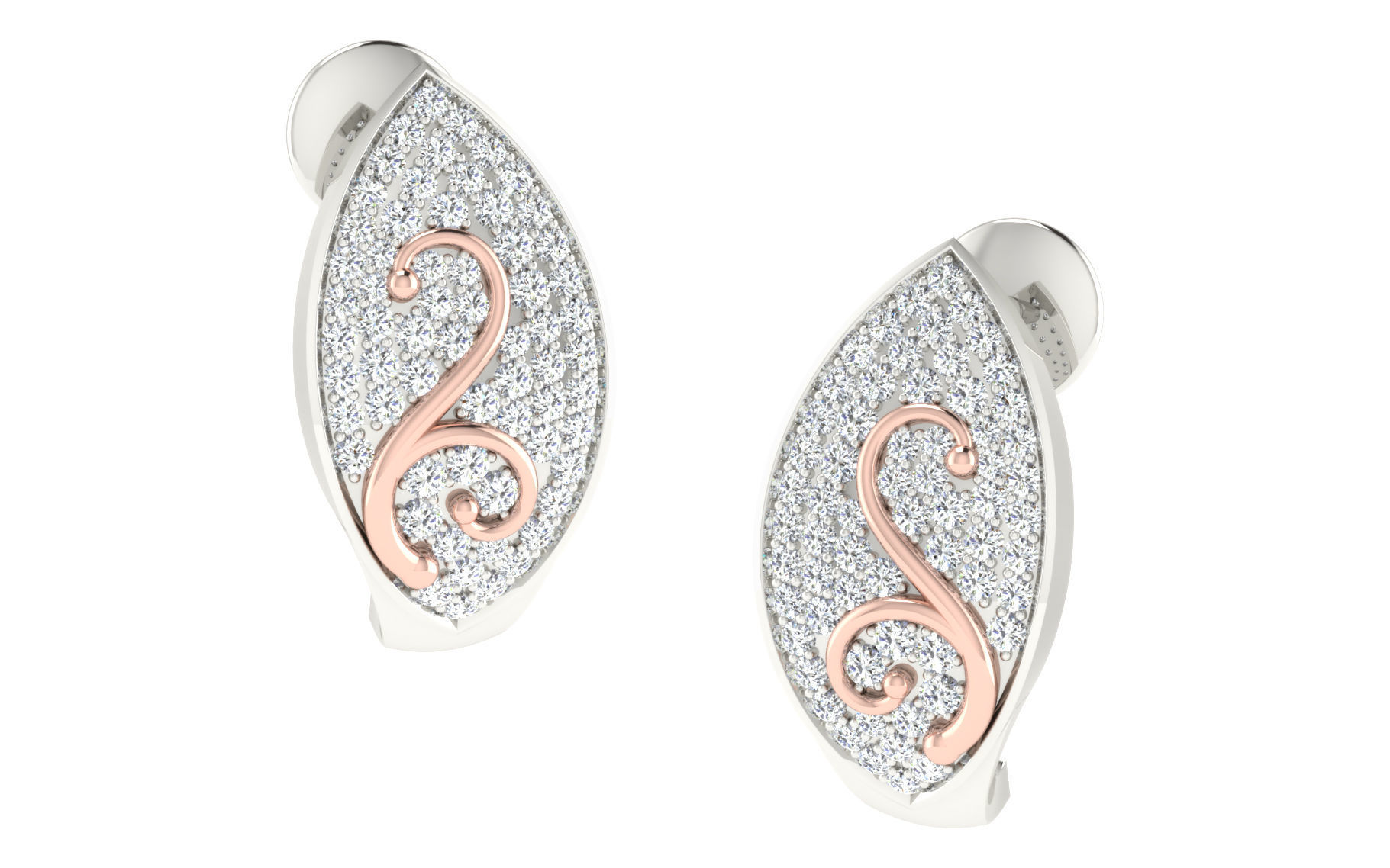 Solitaire Women Drop Earring 3dm STL OBJ FBX Render Details 3D print model_1