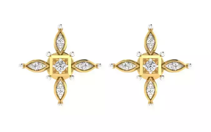Solitaire Women Stud Earring 3dm STL OBJ FBX Render Details