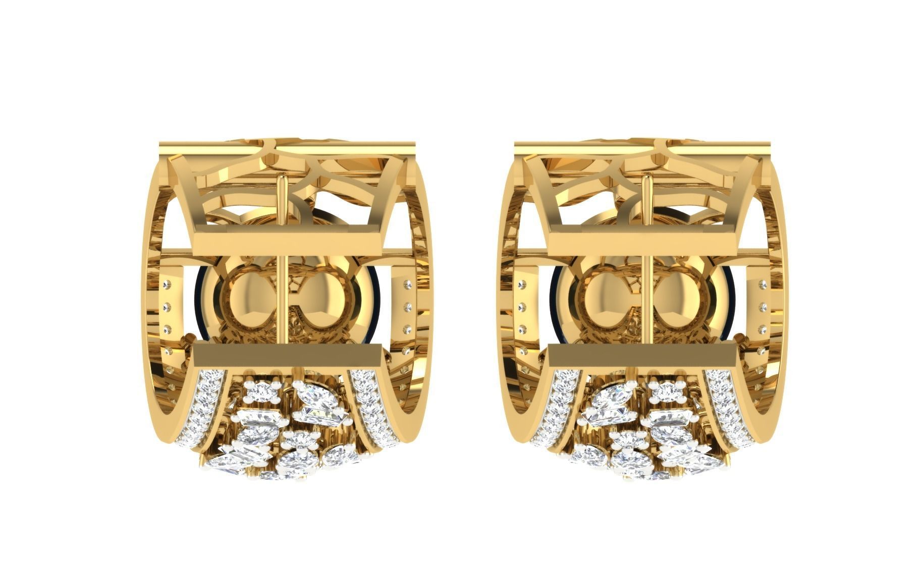 Solitaire Women Drop Earring 3dm STL OBJ FBX Render Details 3D print model_7