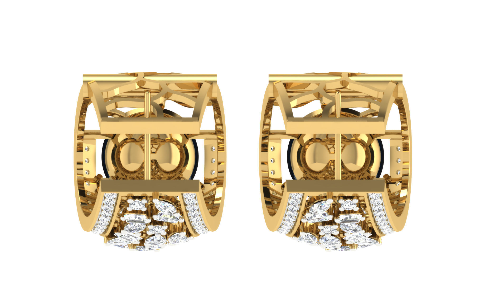 Solitaire Women Drop Earring 3dm STL OBJ FBX Render Details 3D print model_6