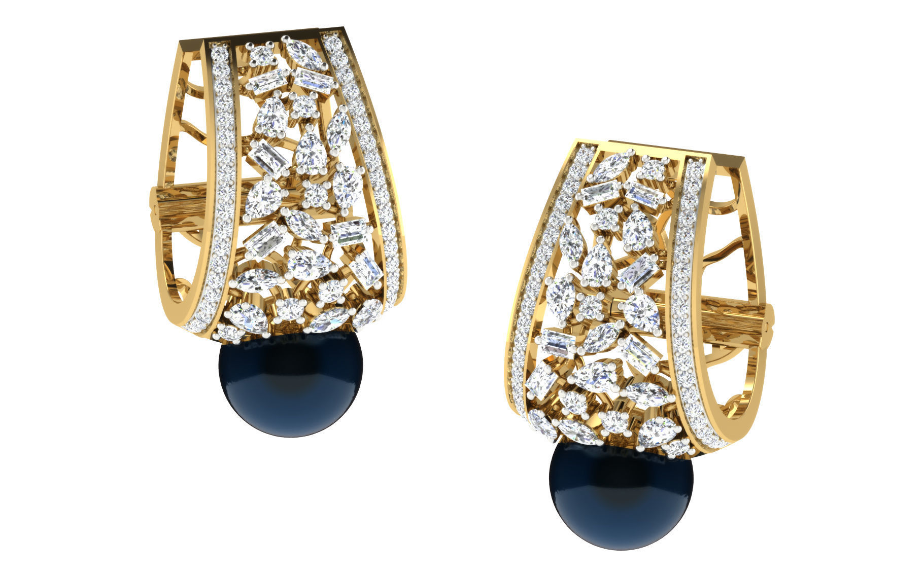 Solitaire Women Drop Earring 3dm STL OBJ FBX Render Details 3D print model_1