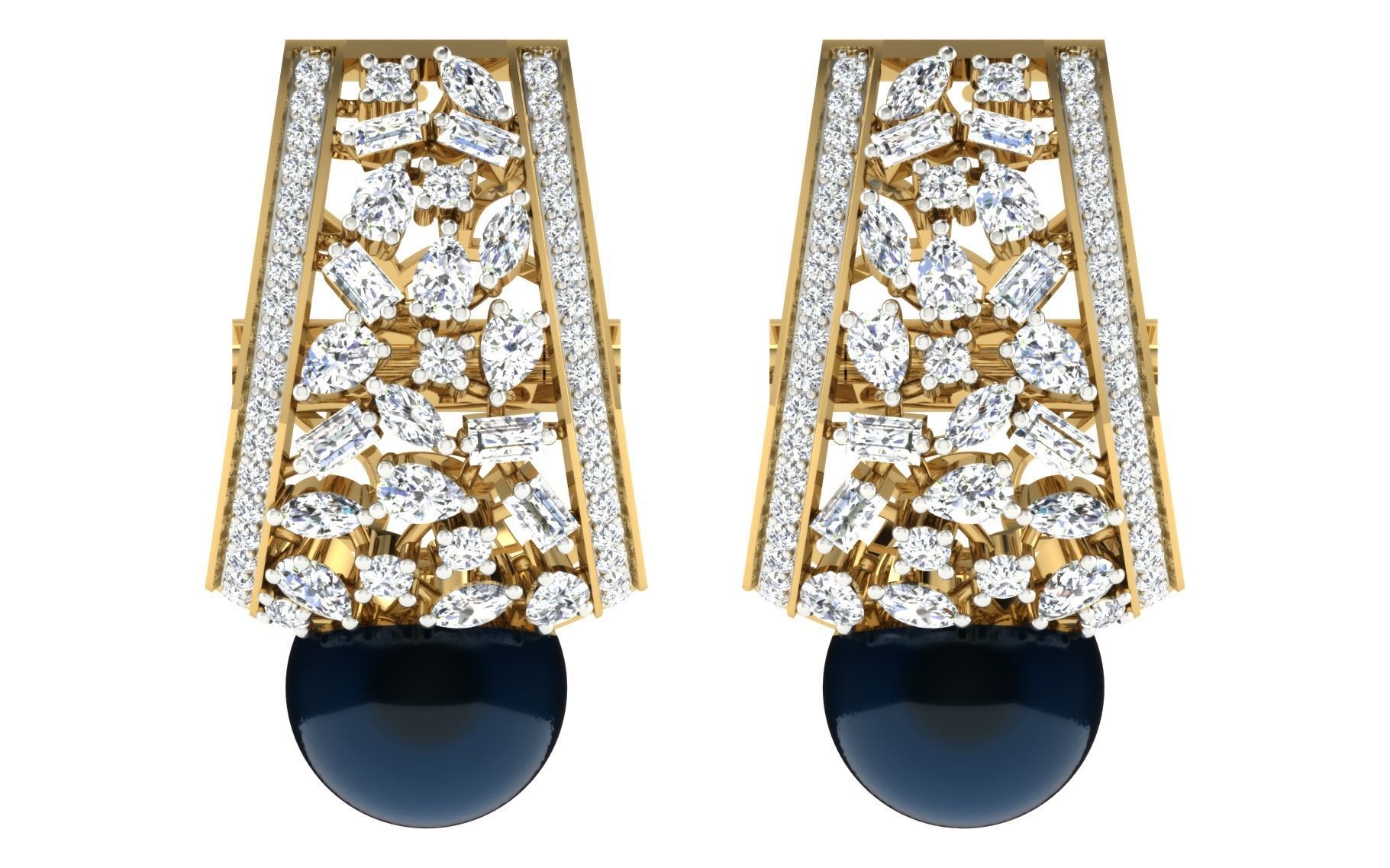 Solitaire Women Drop Earring 3dm STL OBJ FBX Render Details 3D print model_3
