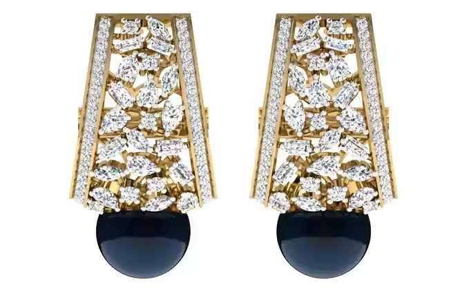 Solitaire Women Drop Earring 3dm STL OBJ FBX Render Details 3D print model