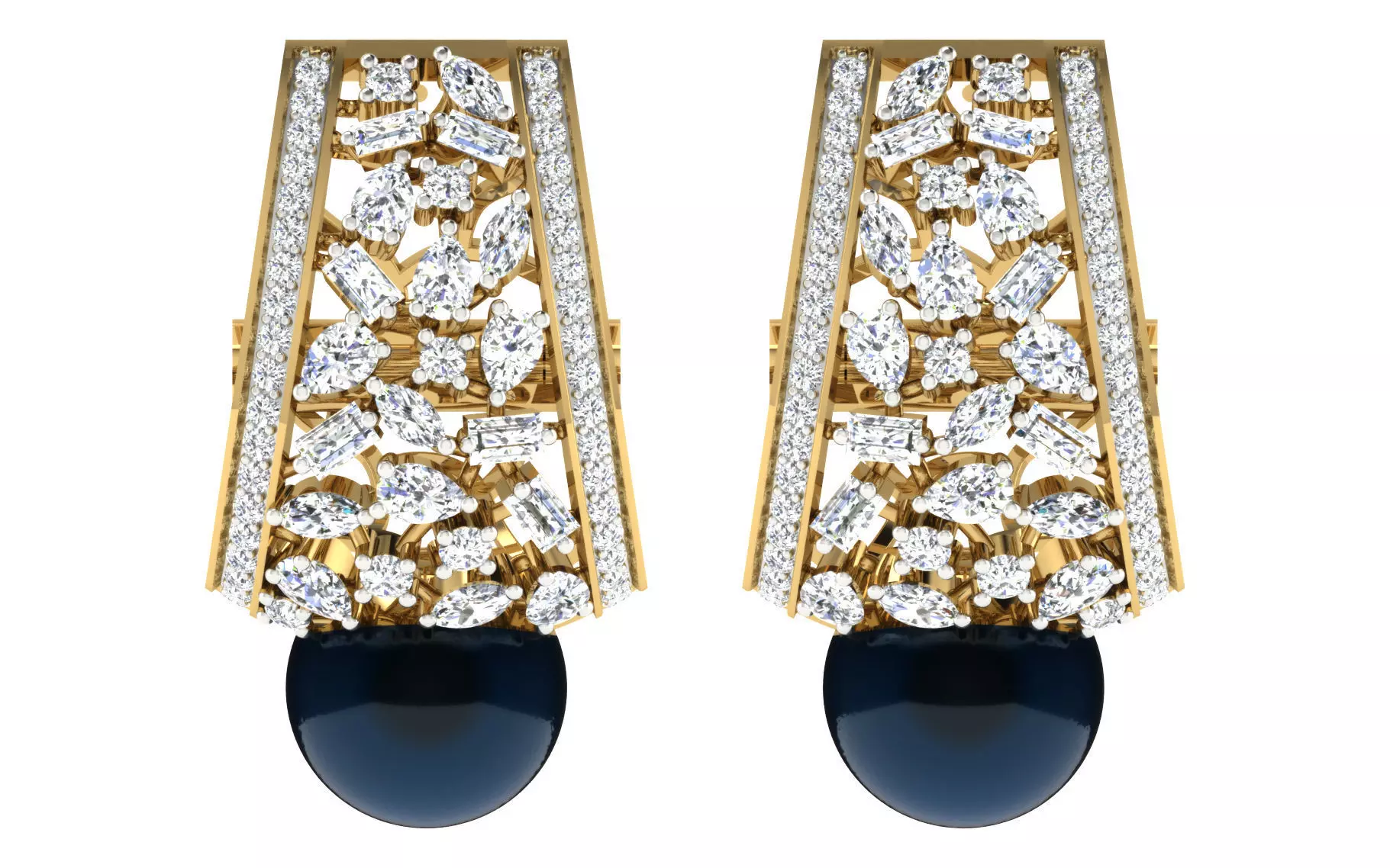 Solitaire Women Drop Earring 3dm STL OBJ FBX Render Details 3D print model_0