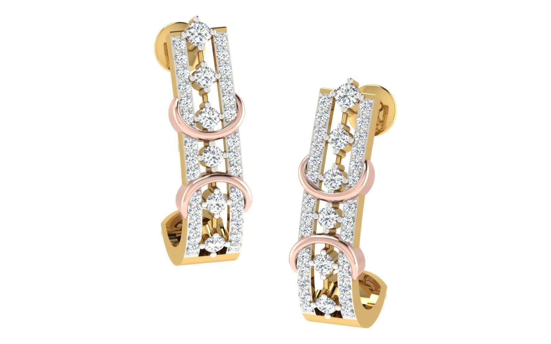 Solitaire Women Drop Earring 3dm STL OBJ FBX Render Details 3D print model_2