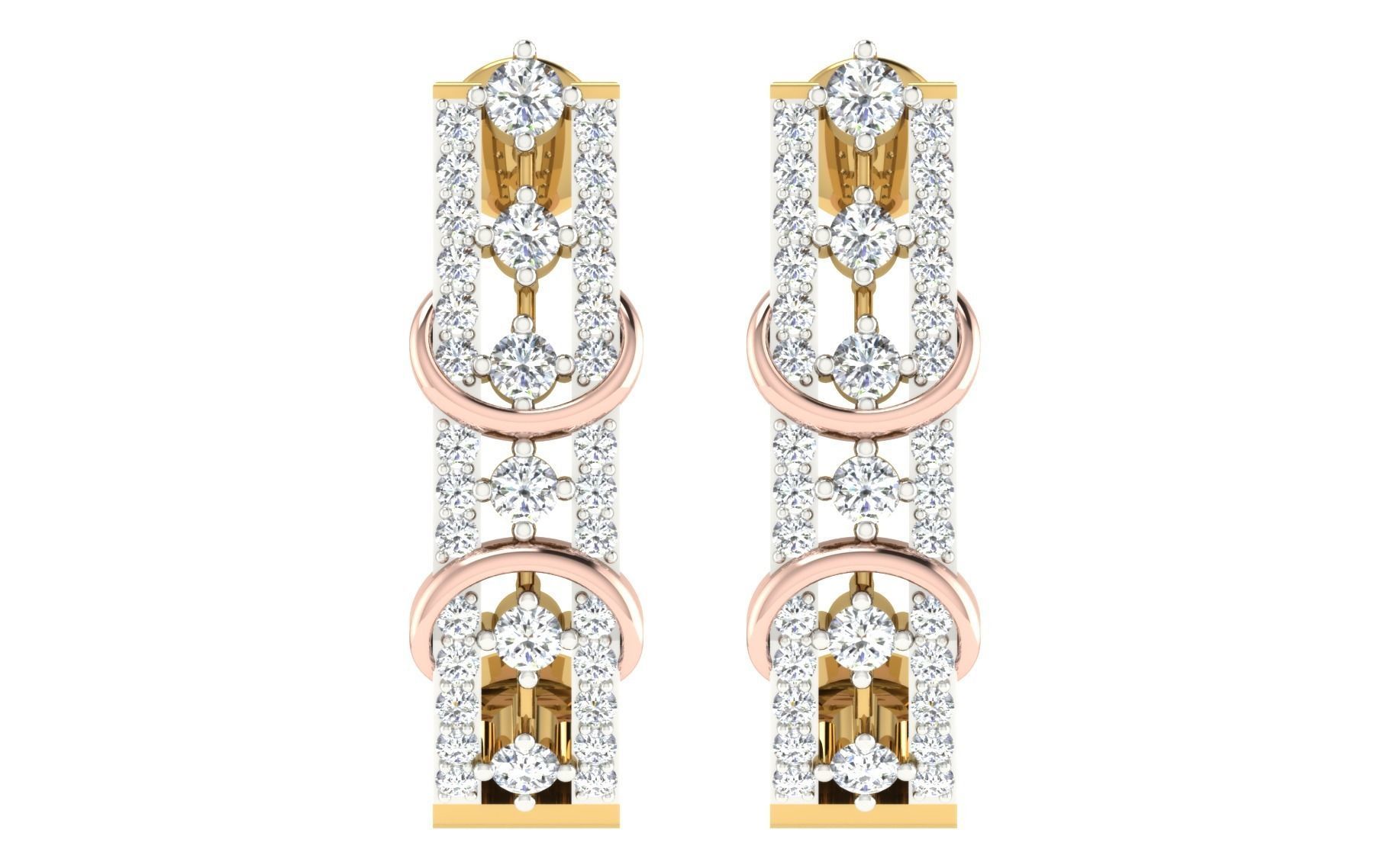 Solitaire Women Drop Earring 3dm STL OBJ FBX Render Details 3D print model_3