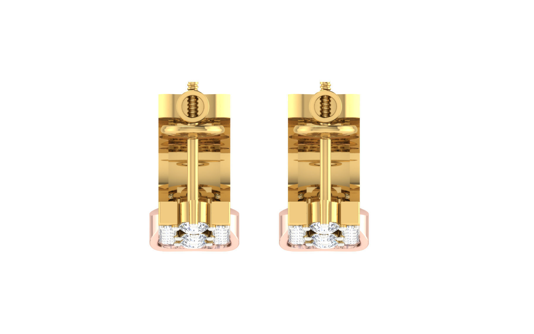 Solitaire Women Drop Earring 3dm STL OBJ FBX Render Details 3D print model_6