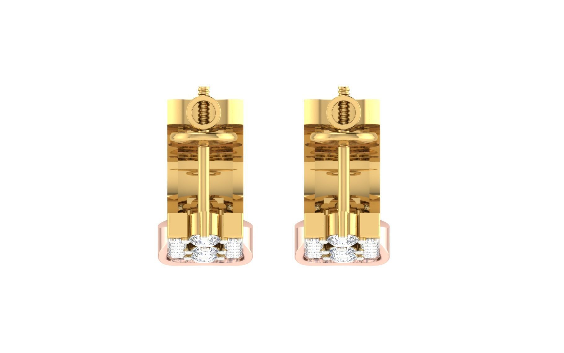 Solitaire Women Drop Earring 3dm STL OBJ FBX Render Details 3D print model_7