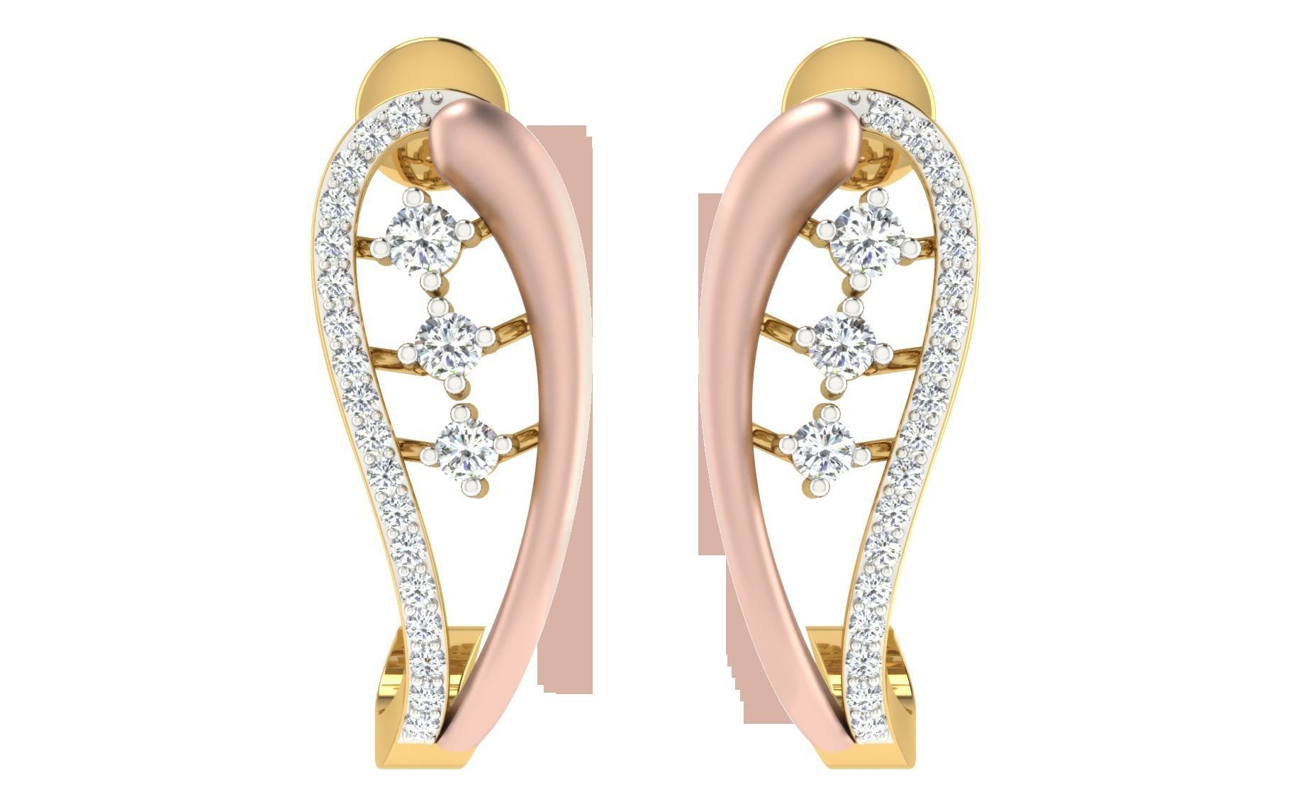 Solitaire Women Drop Earring 3dm STL OBJ FBX Render Details 3D print model_3