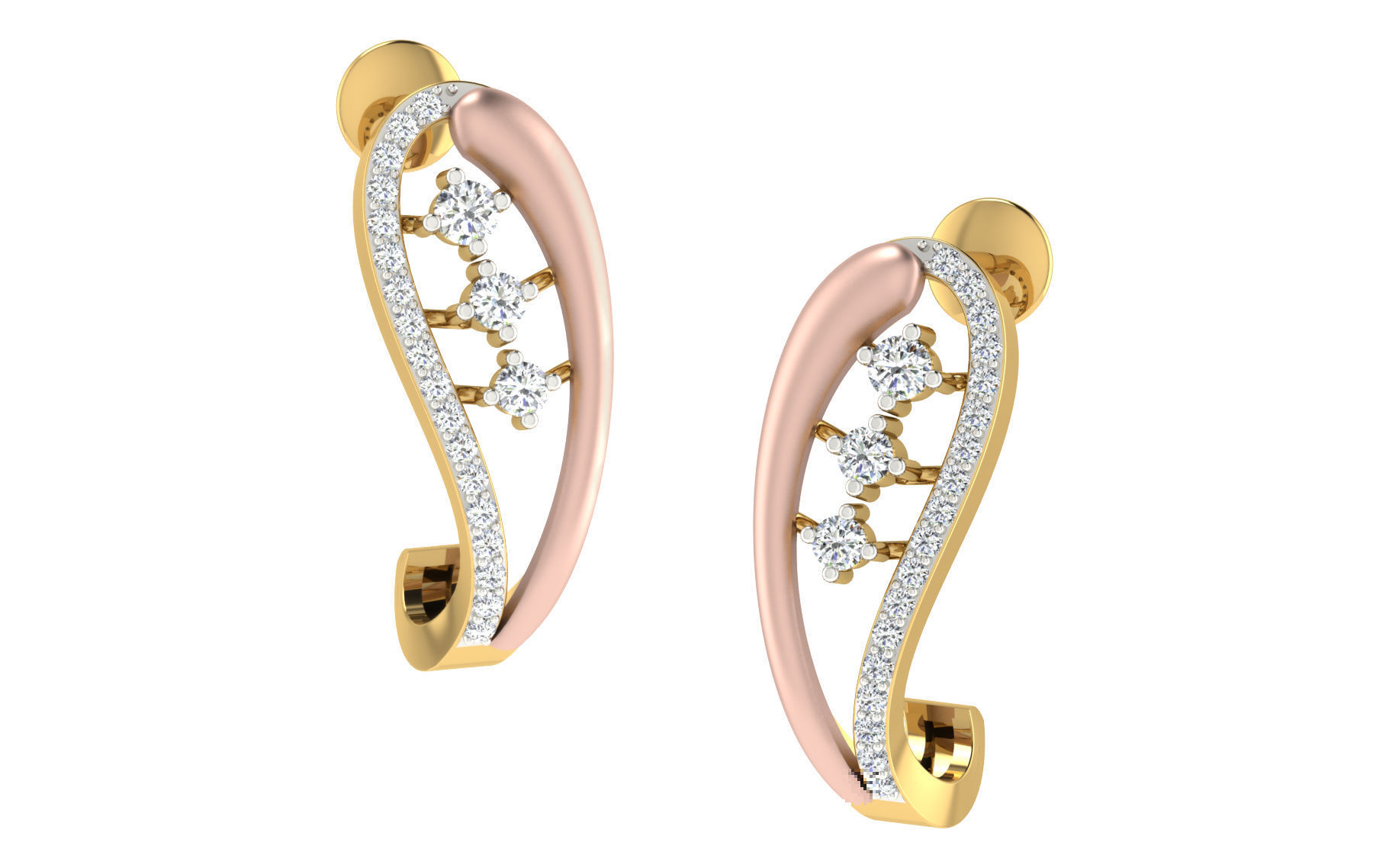 Solitaire Women Drop Earring 3dm STL OBJ FBX Render Details 3D print model_1