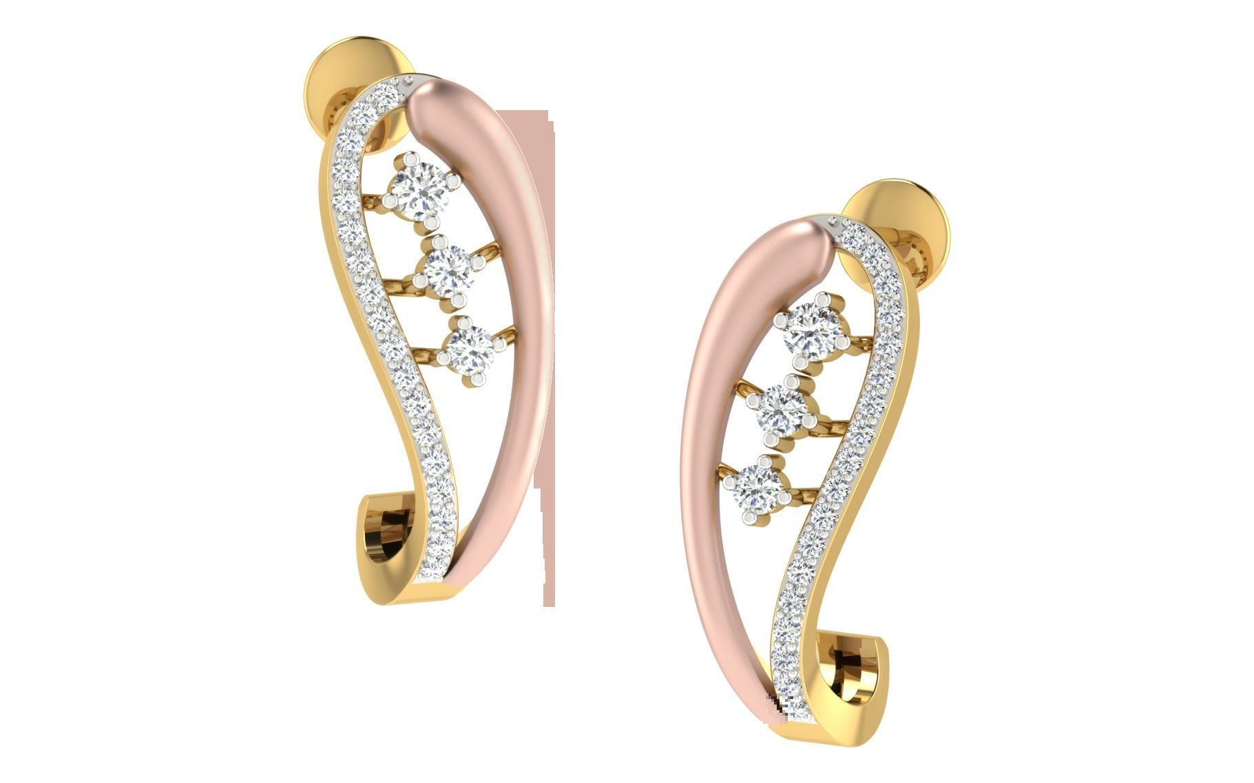 Solitaire Women Drop Earring 3dm STL OBJ FBX Render Details 3D print model_2