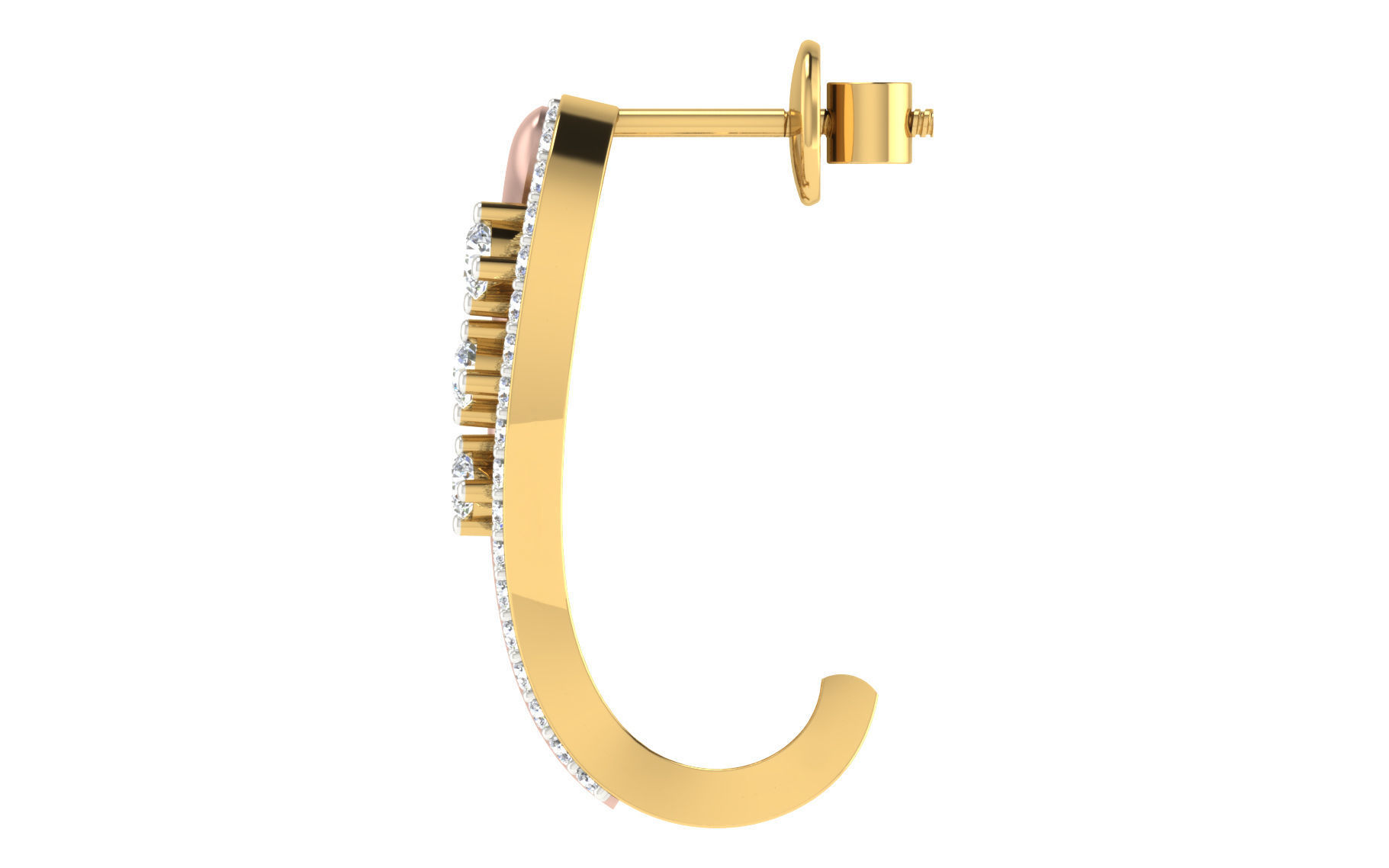 Solitaire Women Drop Earring 3dm STL OBJ FBX Render Details 3D print model_4